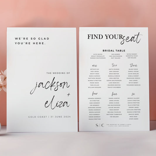 Set of 2(A1 +A1) Wedding Signs package, Welcome+Seating chart