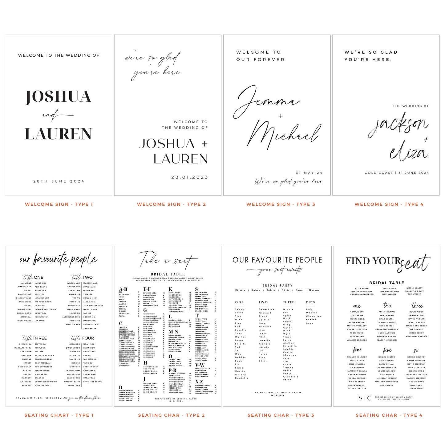 Set of 2(A1 +A1) Wedding Signs package, Welcome+Seating chart