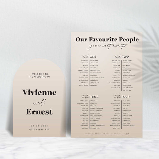 Set of 2(A2+A1) Wedding Signs package: Welcome+Seating chart