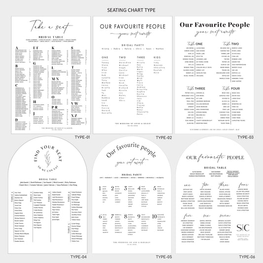 Personalised Wedding Seating Chart – Foam Board or Acrylic