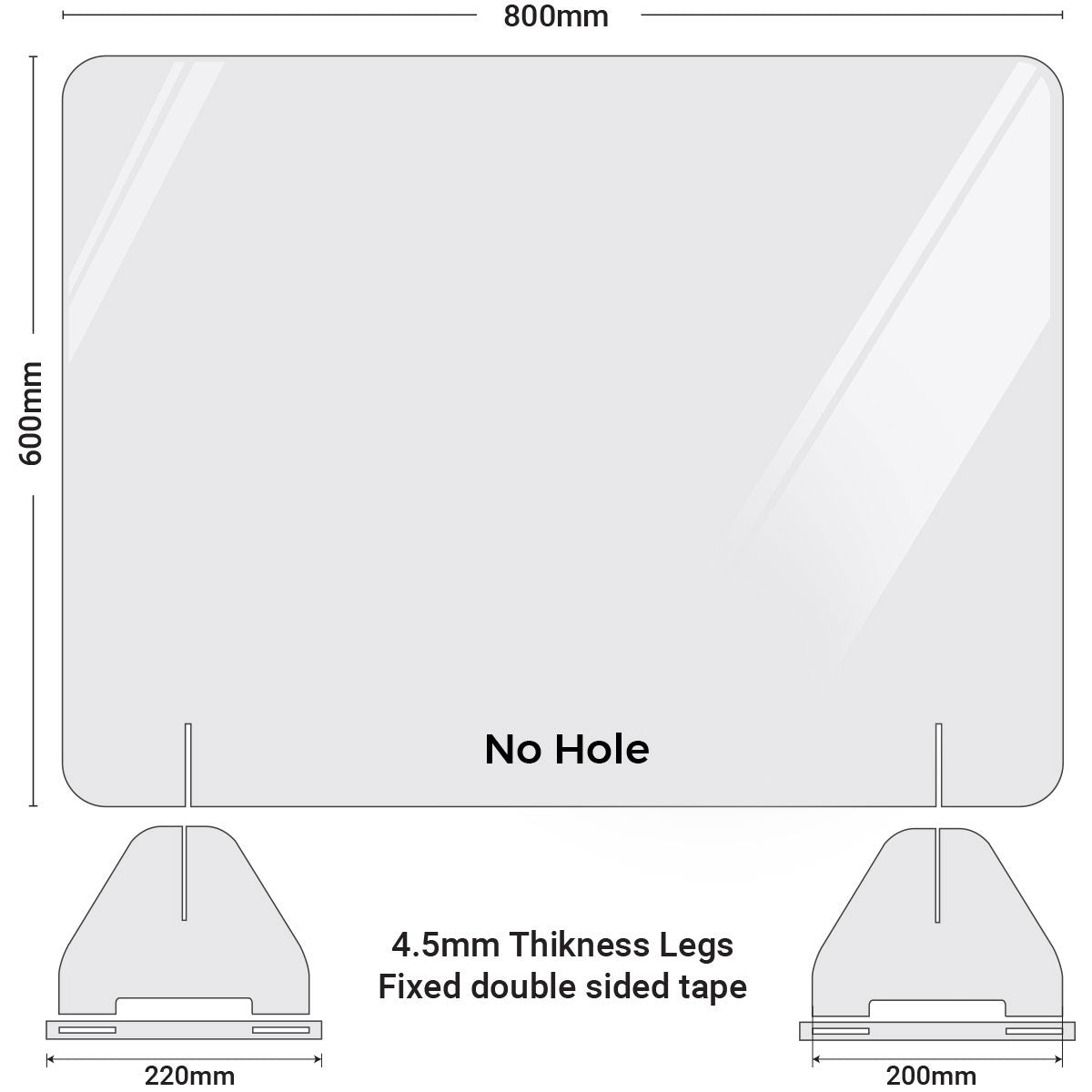 Clear Acrylic Shield Sneeze Guard 80cm x 60cm