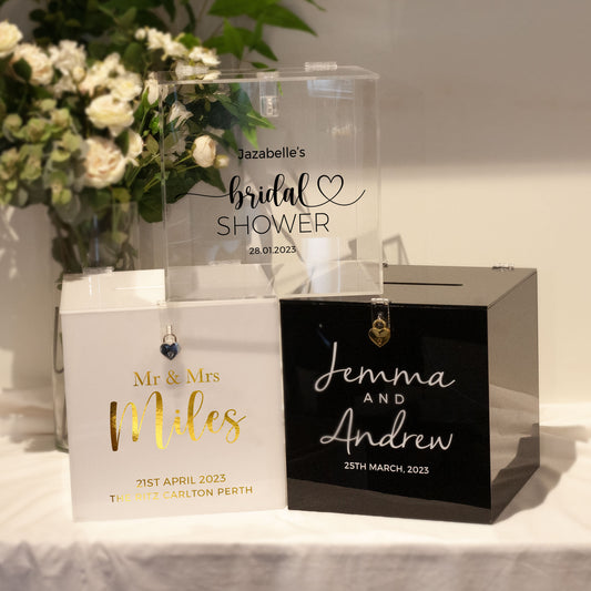 Black,White,Clear Wedding Wishing Well & Card Box