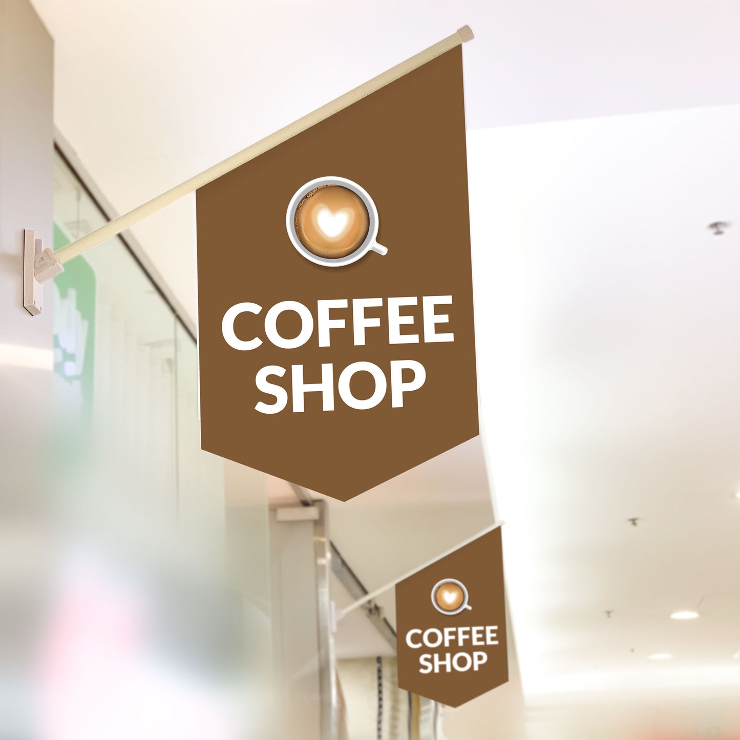 Now Open Coffee Shop Wall Flag - Double Sided vinyl