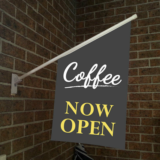Now Open Coffee Shop Wall Flag - Double Sided vinyl 610gsm | 73x42cm