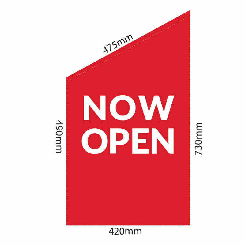 NOW OPEN wall flags - Custom Shop Name , Double Sided Print 610gsm