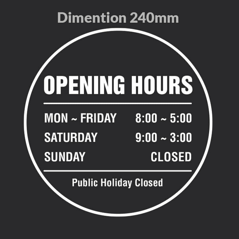 OPENING HOURS Vinyl sticker