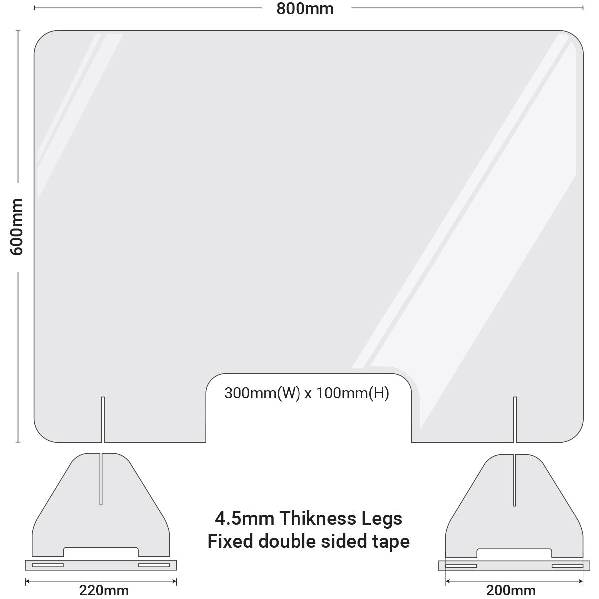 Clear Acrylic Shield Sneeze Guard 80cm x 60cm