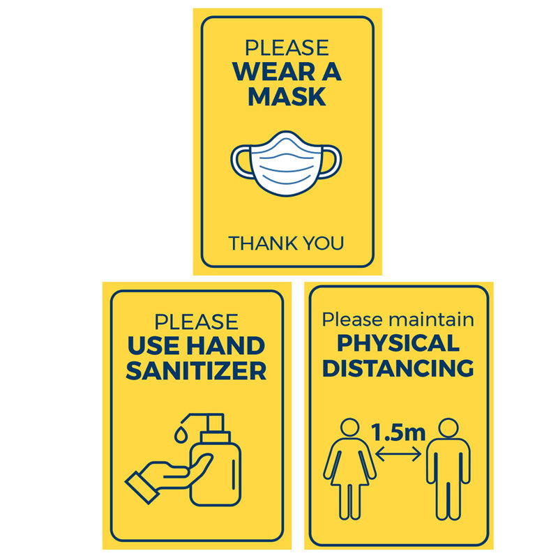 Please Wear a mask, Social distancing table strut sign