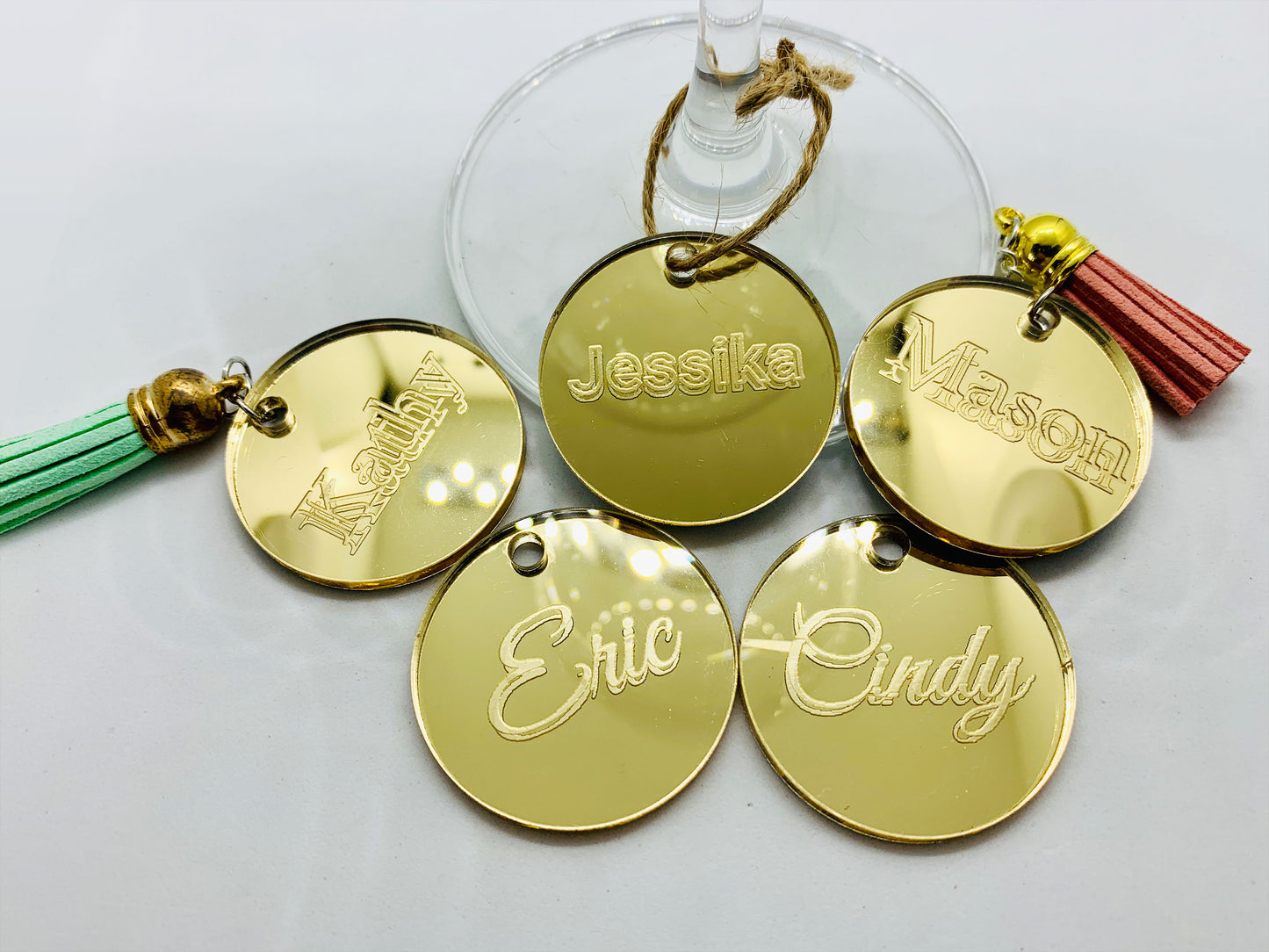 Custom Acrylic Wine Charms , Wedding Glass Charms