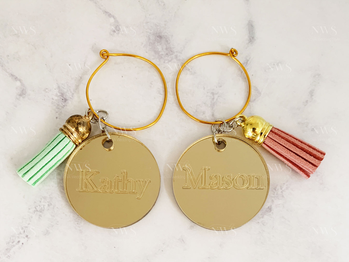 Custom Acrylic Wine Charms , Wedding Glass Charms