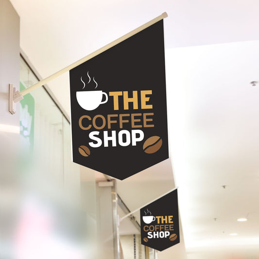 Now Open Coffee Shop Wall Flag - Double Sided vinyl