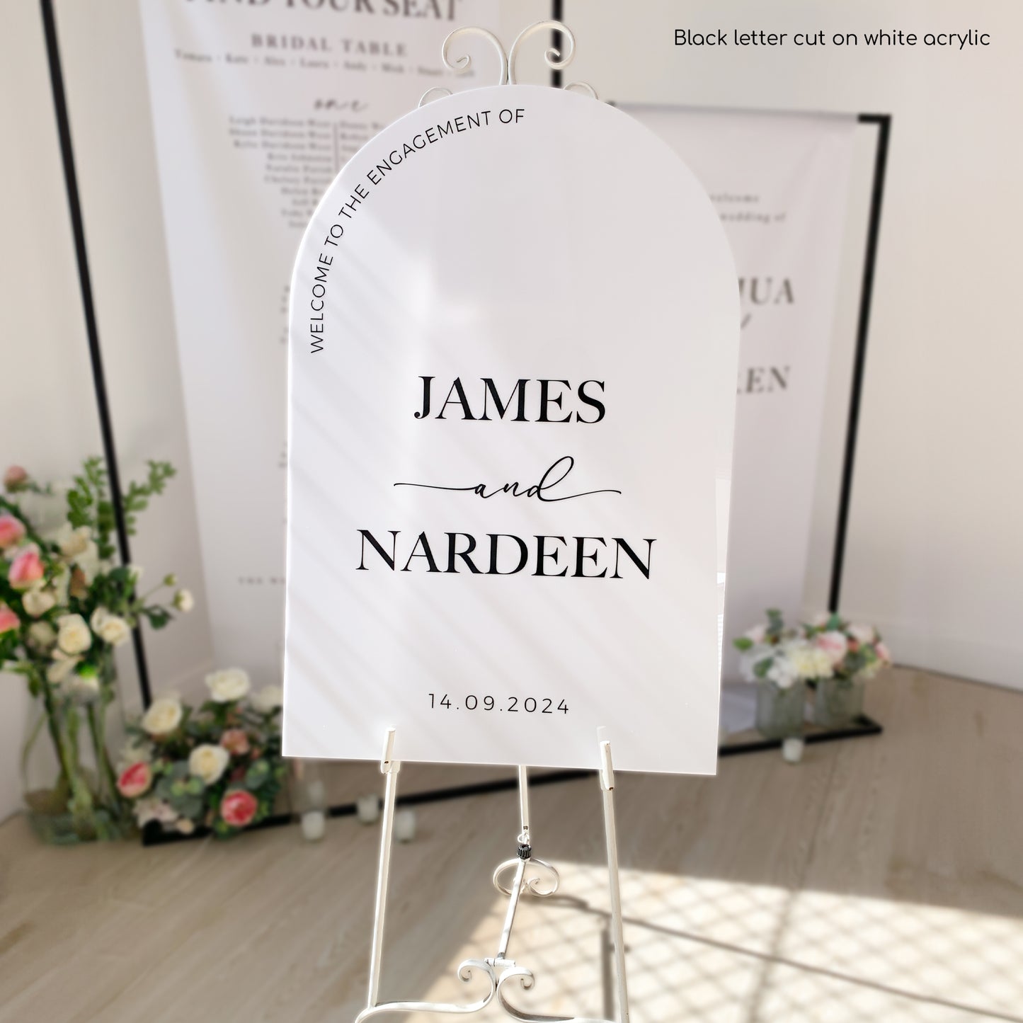 Hire - Wedding Welcome Sign + White easel stand