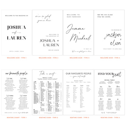 Set of 2(A1 +A1) Wedding Signs package, Welcome+Seating chart
