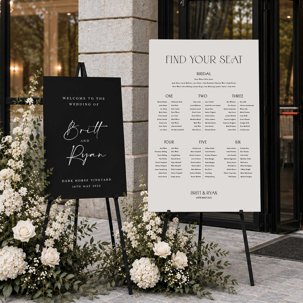 Personalised A1 & A0 Wedding Sign Set – Welcome Sign and Seating Chart