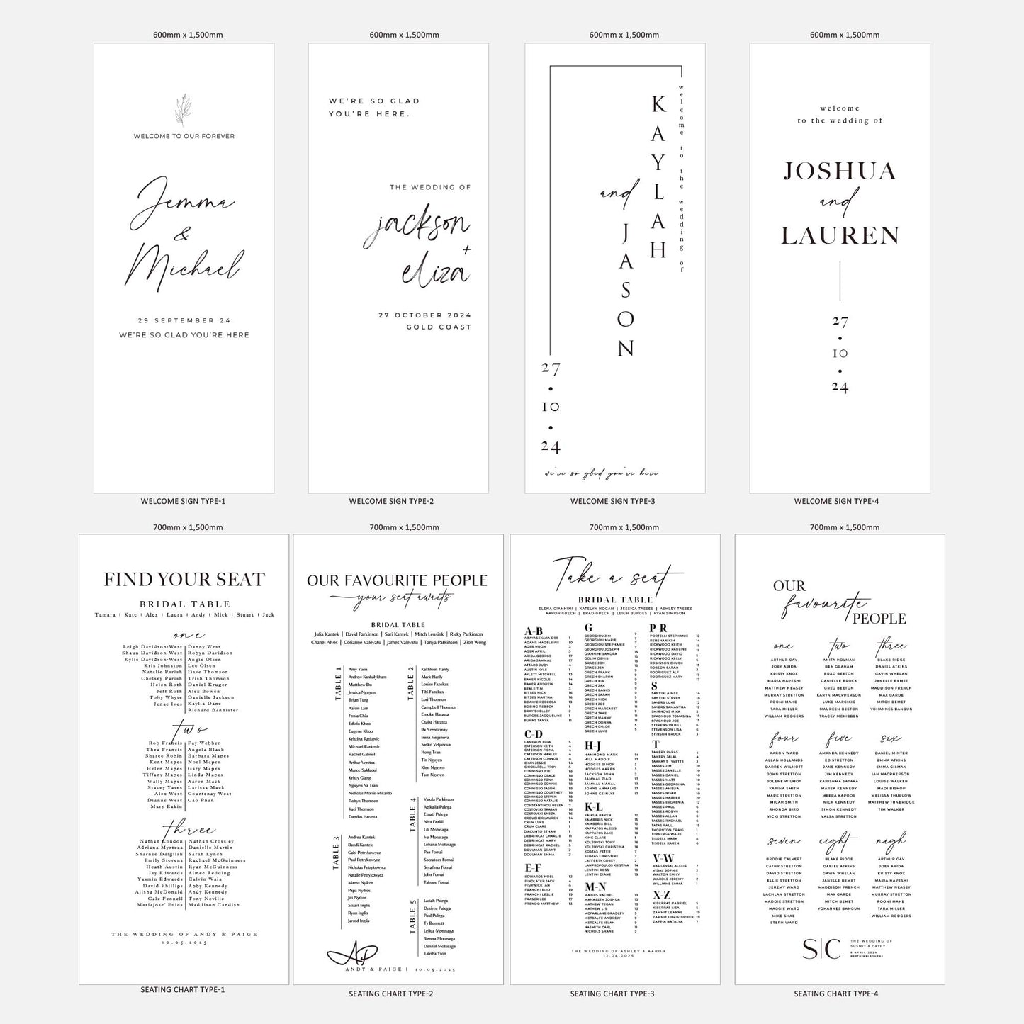 Set of 2 Fabric Wedding Banner, Welcome+Seating chart