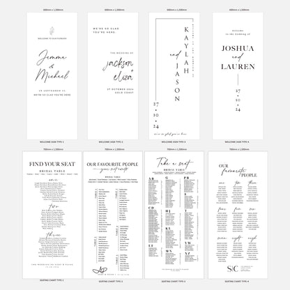 Set of 2 Fabric Wedding Banner, Welcome+Seating chart