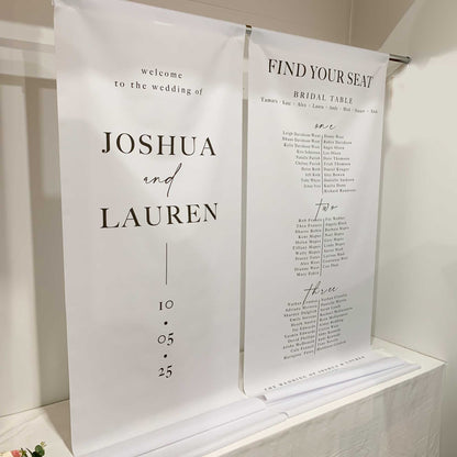 Set of 2 Fabric Wedding Banner, Welcome+Seating chart