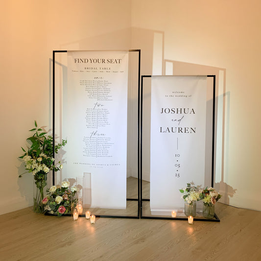 Set of 2 Fabric Wedding Banner, Welcome+Seating chart