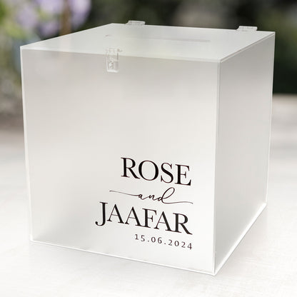 Frosted wishing well with padlock, wedding wish well box, card boxes