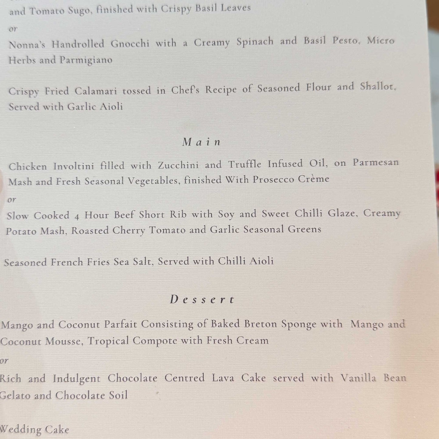 Printed Wedding Menu: A5 Linen paper (Single Sided)