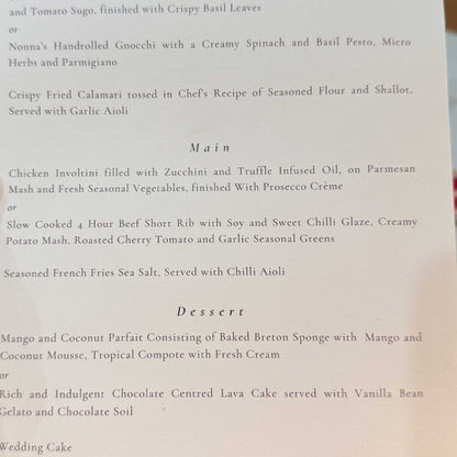 Printed Wedding Menu: A5 Linen paper (Single Sided)