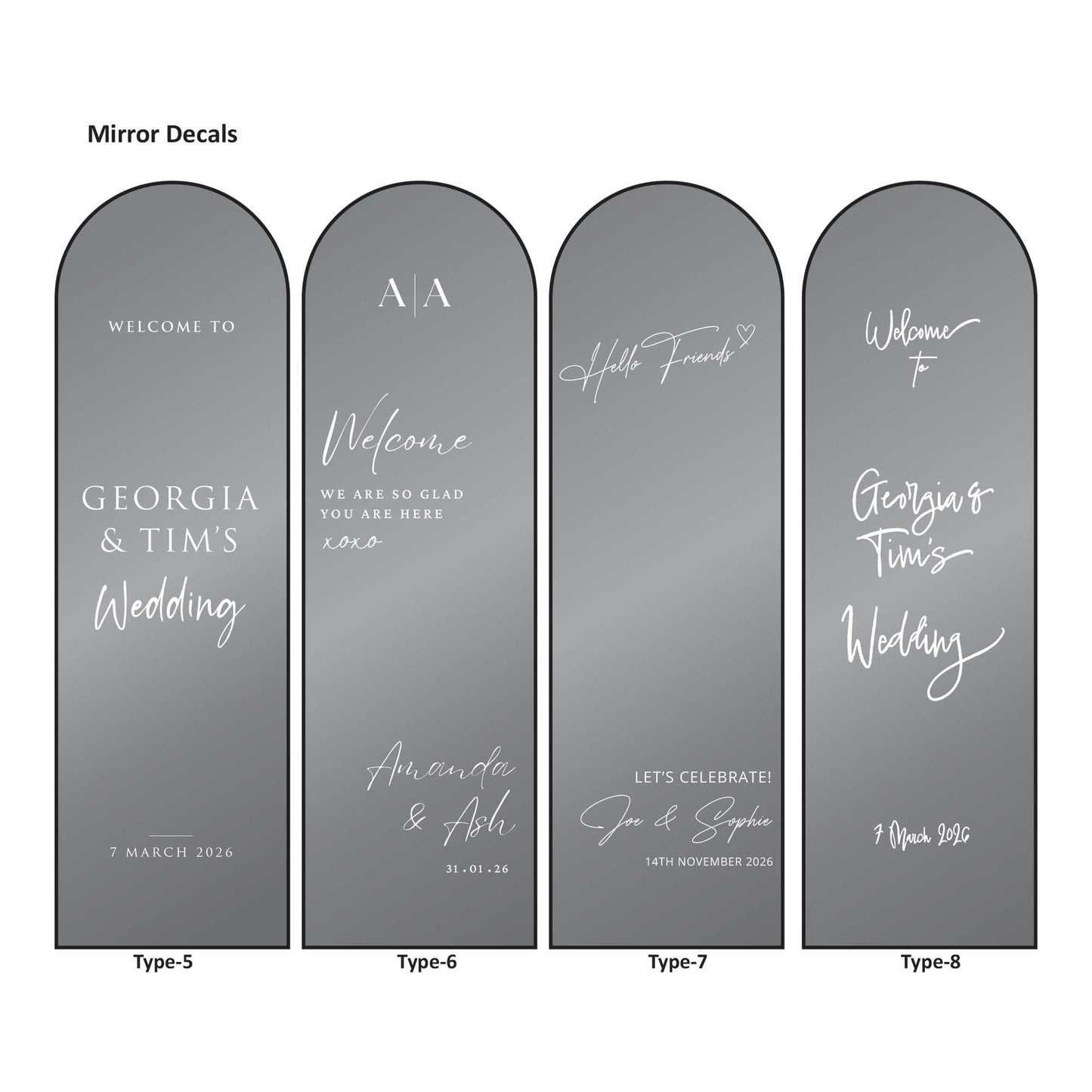 Wedding sign Mirror Decal, Vinyl Sticker