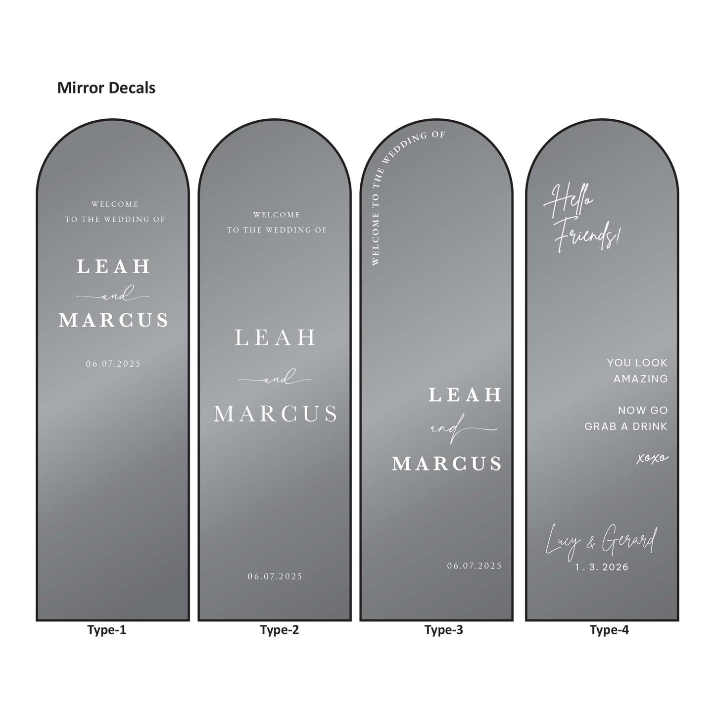 Wedding sign Mirror Decal, Vinyl Sticker