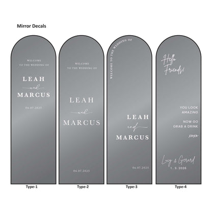Wedding sign Mirror Decal, Vinyl Sticker