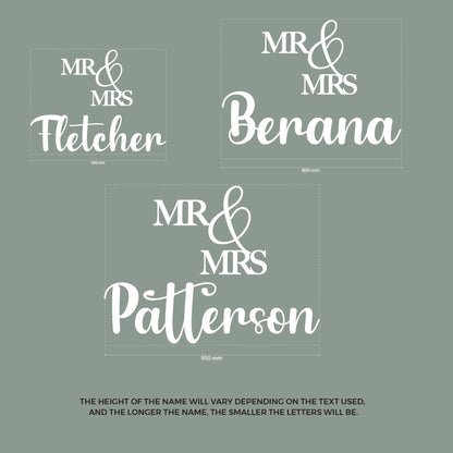 Mr&Mrs Surname Wedding backdrop Signs