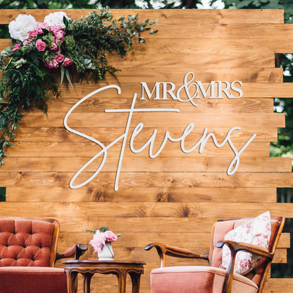 Mr&Mrs Surname Wedding backdrop Signs