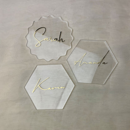 Personalised Acrylic Name Place Cards , Guest name cards, Wedding Favour