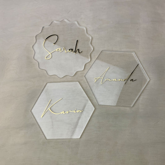 Personalised Acrylic Name Place Cards , Guest name cards, Wedding Favour