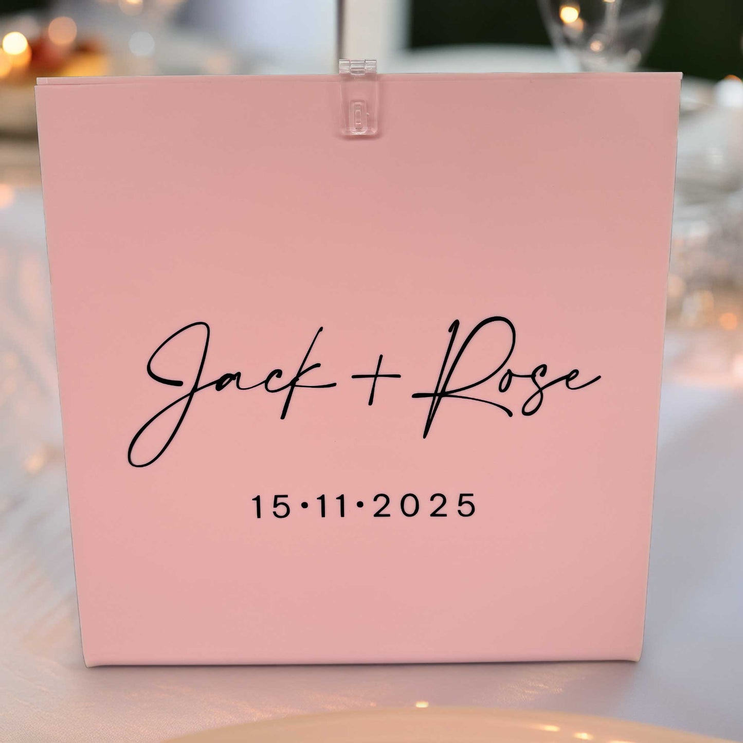 PINK Wedding Wishing Well with padlock & Card box, Acrylic box