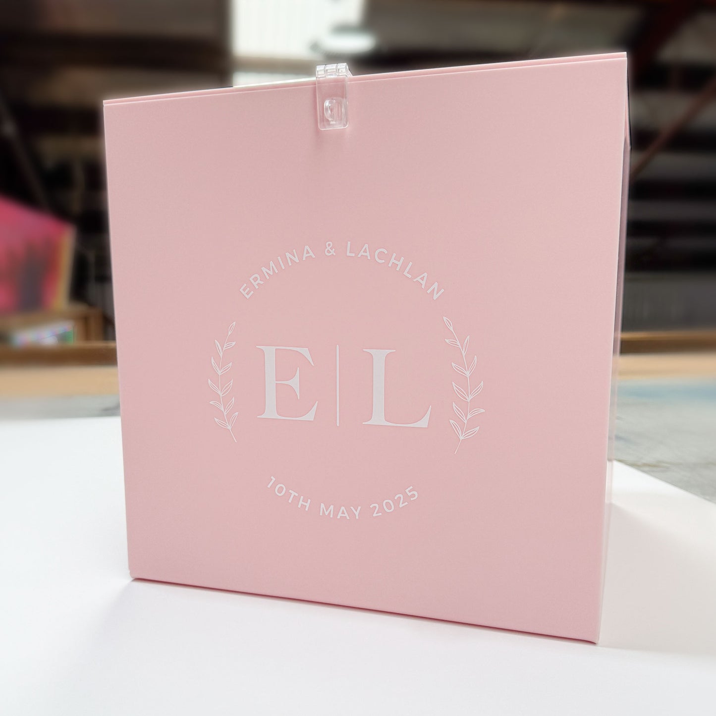 PINK Wedding Wishing Well with padlock & Card box, Acrylic box