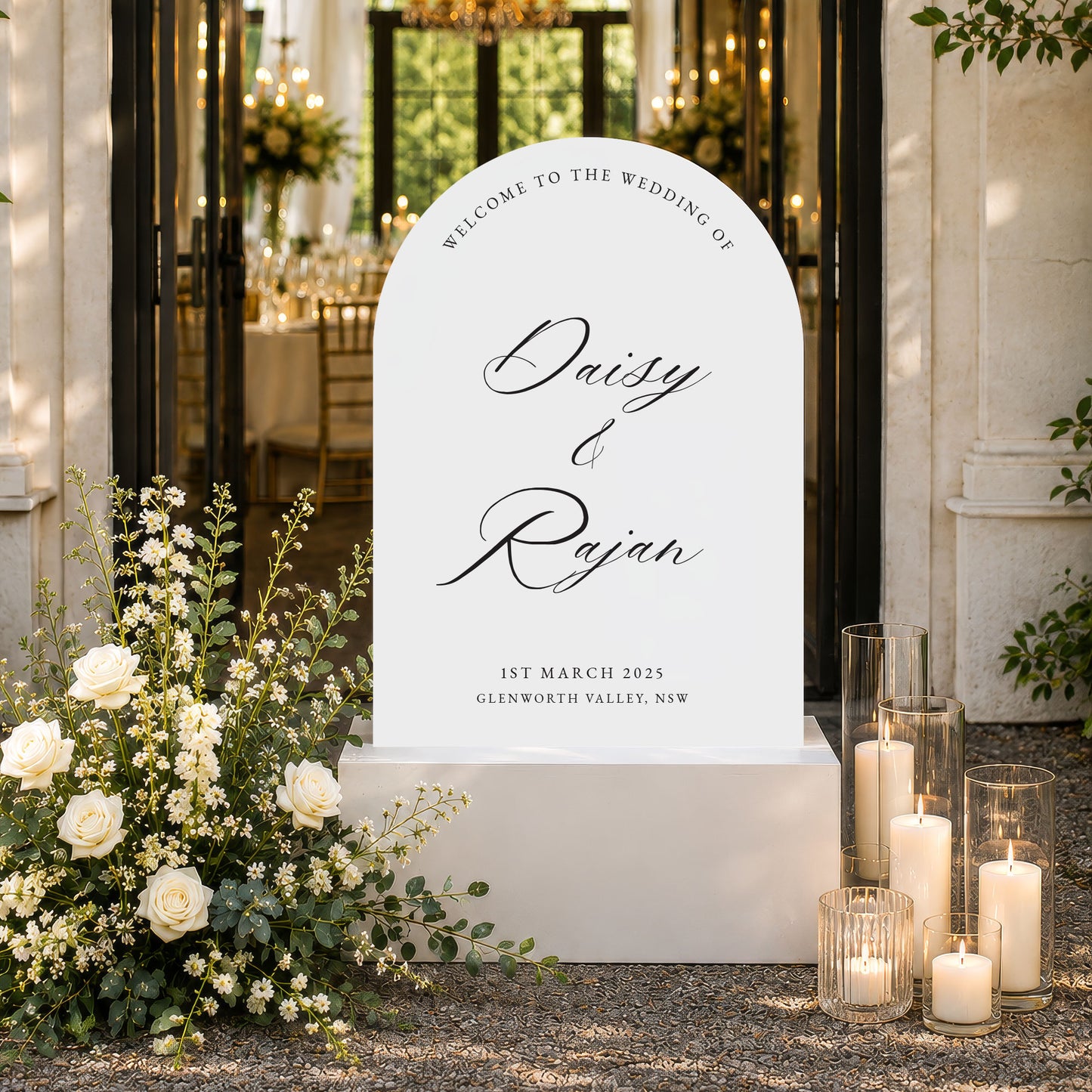 Acrylic Arch Wedding Welcome Signs, Welcome Board for Bridal Shower