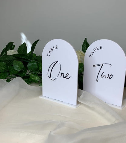 Wedding Table Number | Acrylic Table Number | Free Standing | Arch Table Sign