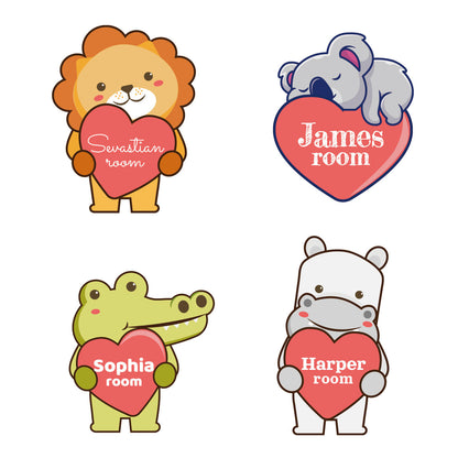 Kids Door Personalised name signs, Cute animal plaque