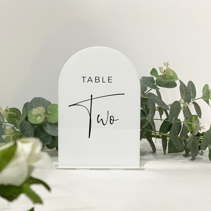Wedding Table Number | Acrylic Table Number | Free Standing | Arch Table Sign