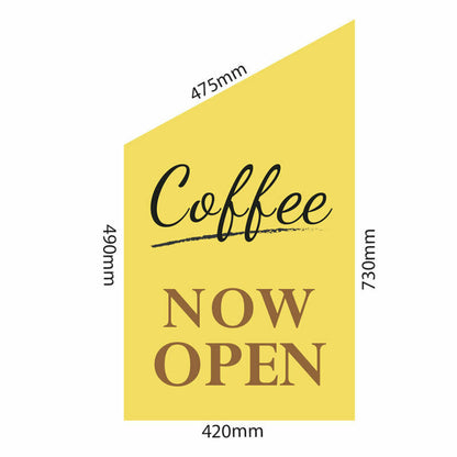 Now Open Coffee Shop Wall Flag - Double Sided vinyl 610gsm | 73x42cm