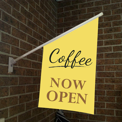 Now Open Coffee Shop Wall Flag - Double Sided vinyl 610gsm | 73x42cm