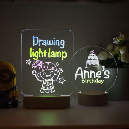 Personalised Acrylic LED Wooden Night Light lamp - Custom Writing lamp
