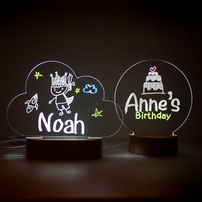 Personalised Acrylic LED Wooden Night Light lamp - Custom Writing lamp