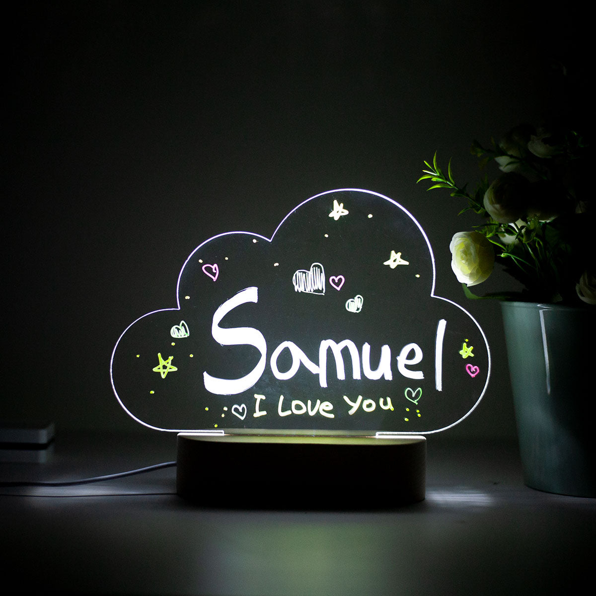 Personalized acrylic led night outlet lamp