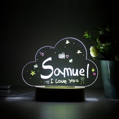 Personalised Acrylic LED Wooden Night Light lamp - Custom Writing lamp