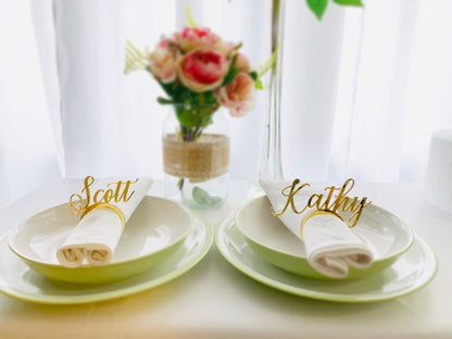 10pcs  Personalised Wedding guest name napkin rings