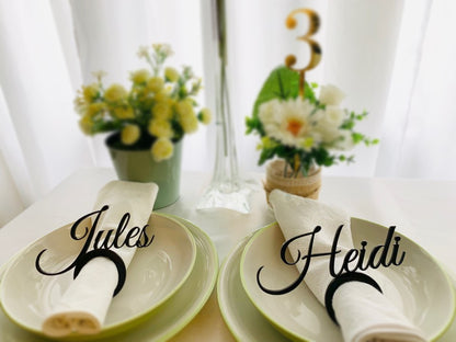 10pcs  Personalised Wedding guest name napkin rings