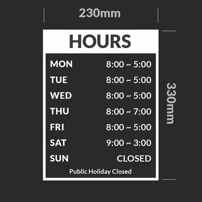 OPENING HOURS Vinyl sticker