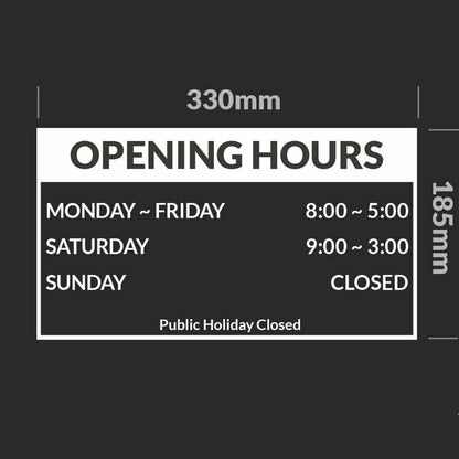 OPENING HOURS Vinyl sticker