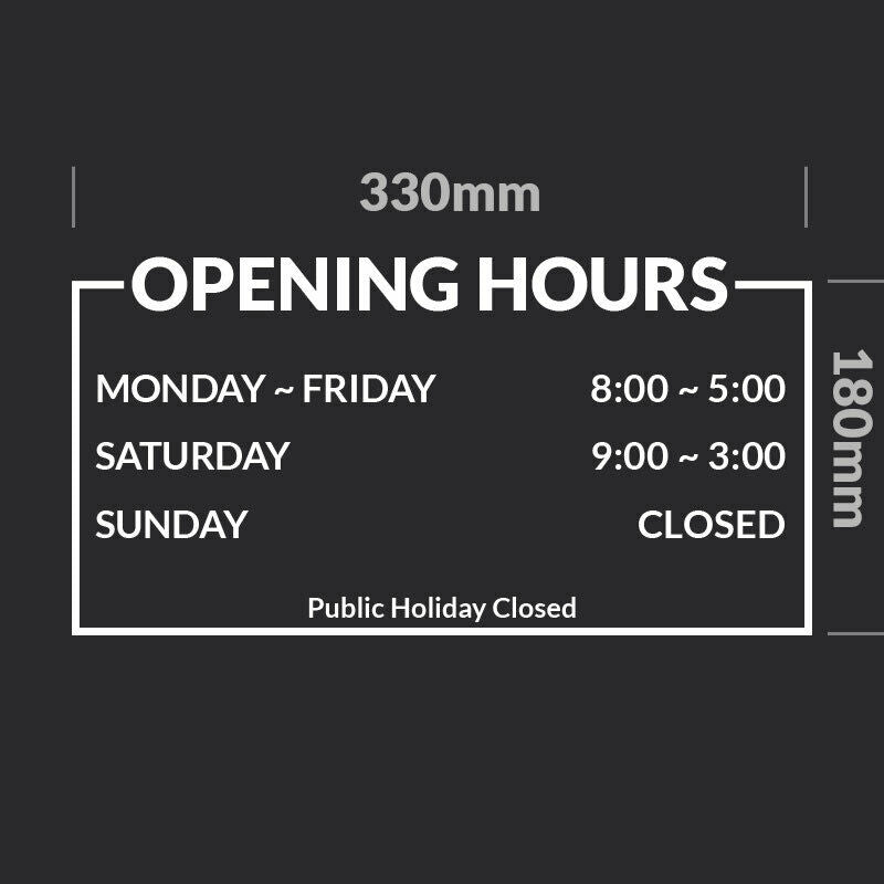 Hours Sticker OPENING HOURS Vinyl sticker – OKdesign