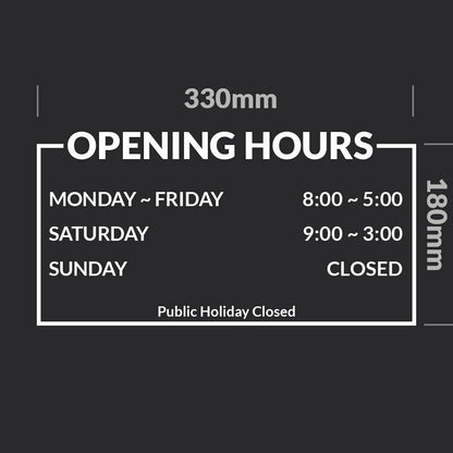 OPENING HOURS Vinyl sticker